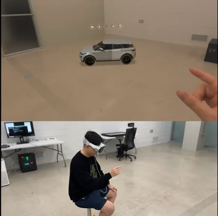 Apple Vision Pro에서 손 제스처로 자동차를 탐색하는 Vroom 시연